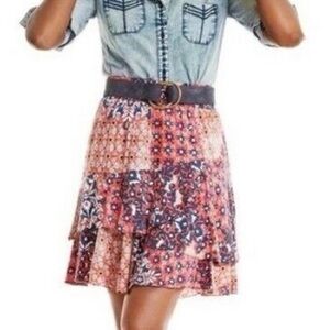 CAbi Isabel Patchwork Ruffle‎ Skirt Size Medium Style 5053